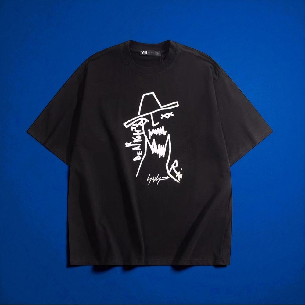 ✨Y-3 Black Tee with White Abstract Design✨
